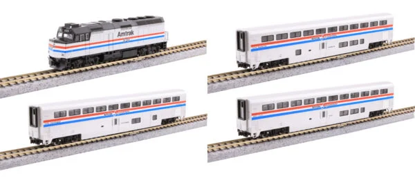 Kato N Scale Amtrak F40PH & Superliner Phase III 4-Unit Passenger Train Set w/ Factory Installed DCC - 1063530-DCC