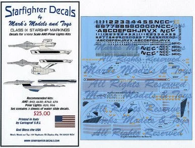 1/1000 Starfighter Decals Class IX Starship Markings