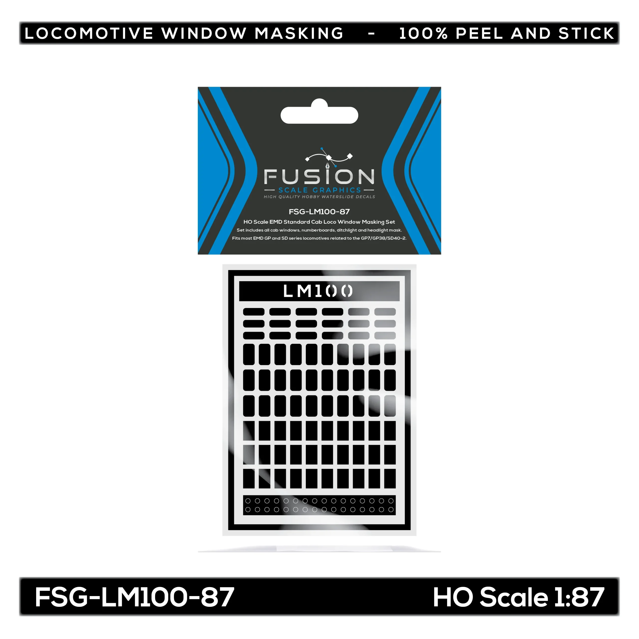 HO Scale EMD Standard Cab Locomotive Window Masking Set - Fusion Scale Graphics