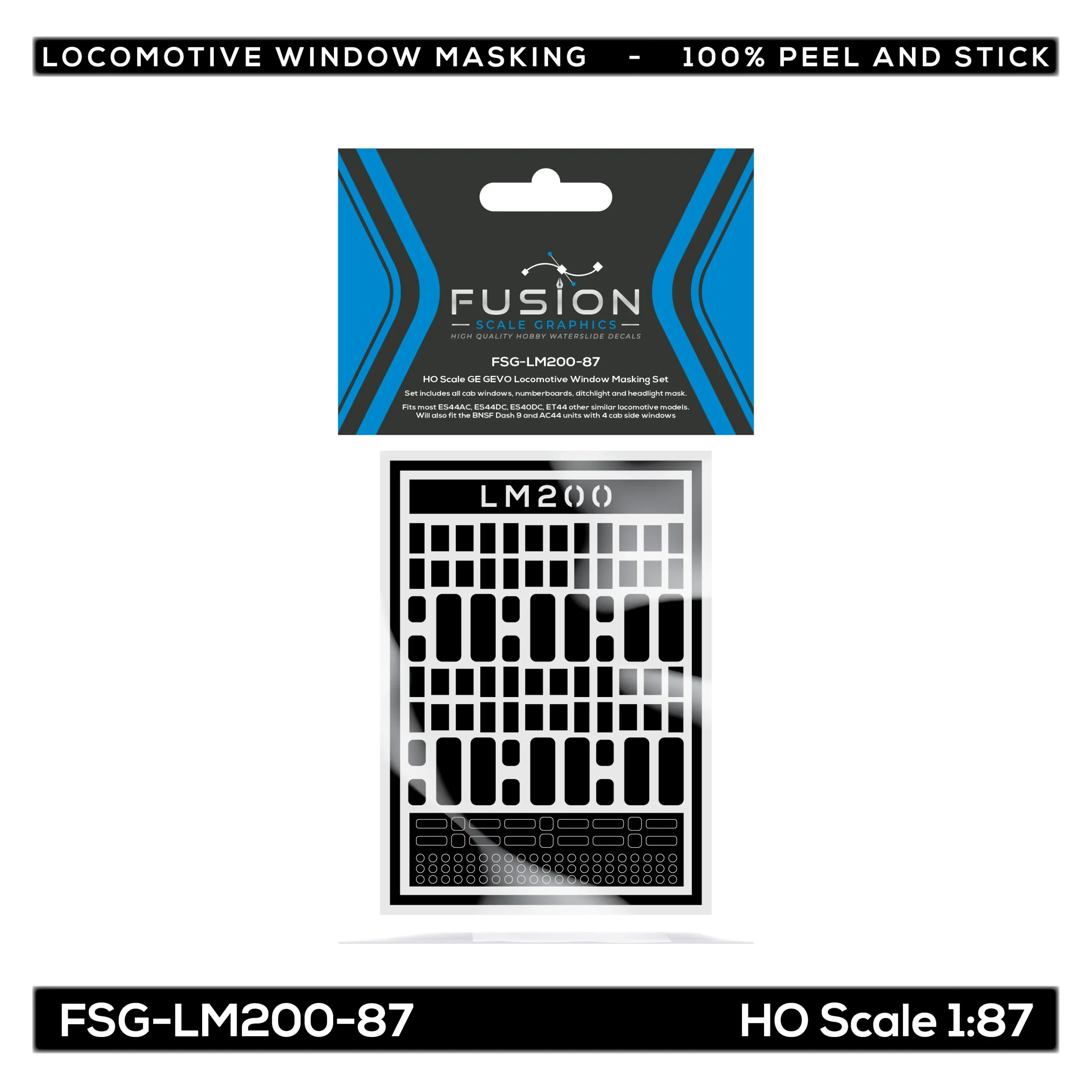Fusion Scale Graphics HO Scale GE GEVO Locomotive Window Masking Set