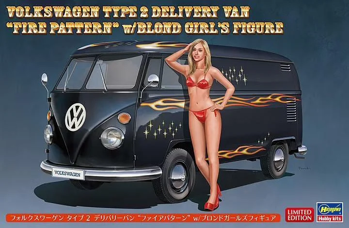1/24 Hasegawa Volkswagen Type 2 Van Fire Pattern w/Girl 52264