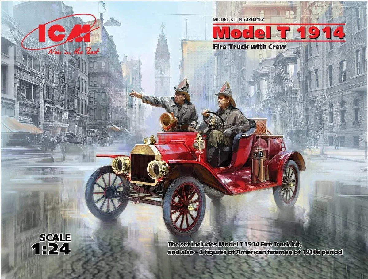 1/24 ICM Model T 1914 Fire Truck with Crew 24017
