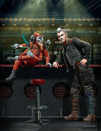 1/24 Master Box At the Edge of the Universe Galactic Sheriff Leaning on Bar & Four-Armed Joker Creature Sitting on Bar Section