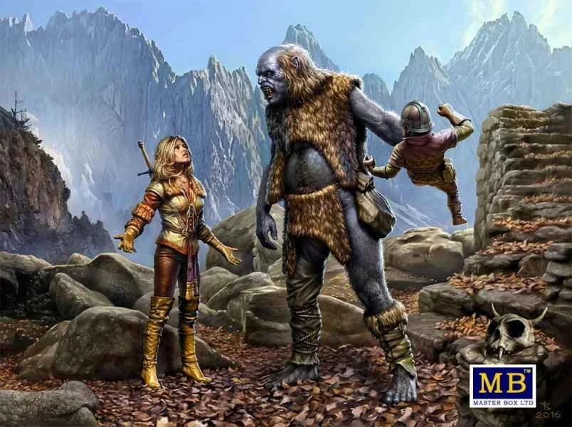1/24 Master Box - Female Warrior & Giant Holding Gnome 24011