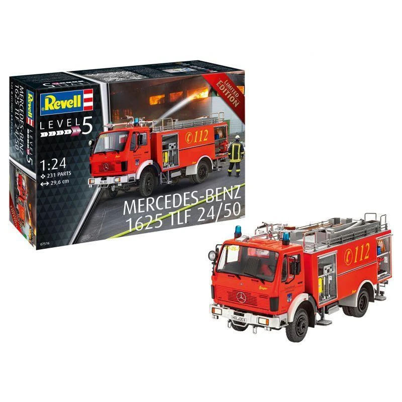 1/24 Revell Germany Mercedes Benz 1625 TLF 24/50 Fire Truck 7516 - Revell-Germany