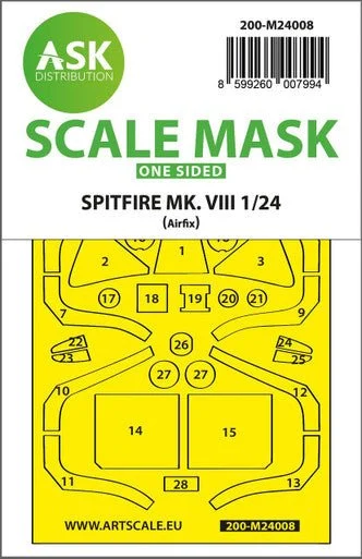 1/24 Spitfire Mk.VIII one-sided express fit masks for Airfix