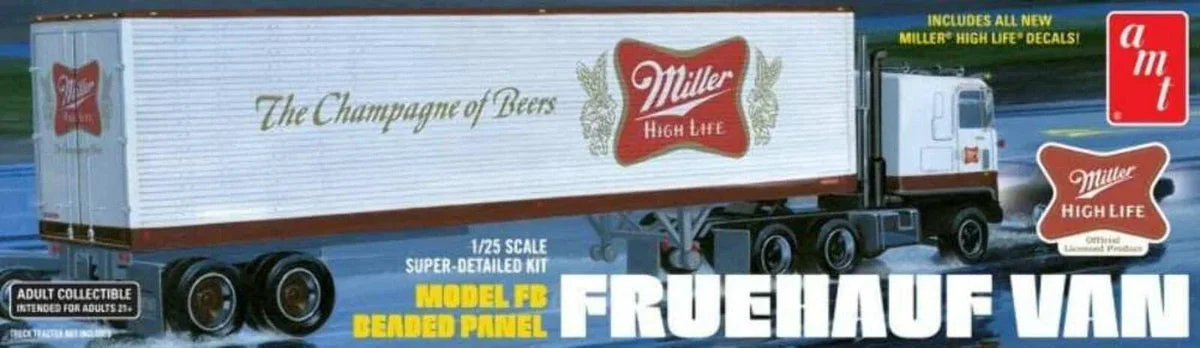 1/25 AMT Fruehauf 40' Semi Trailer Miller Beer 1234