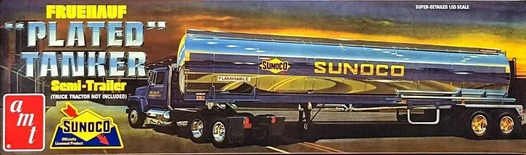 1/25 AMT "Sunoco" Chrome Plated Fruehauf Tanker Semi Trailer 1239