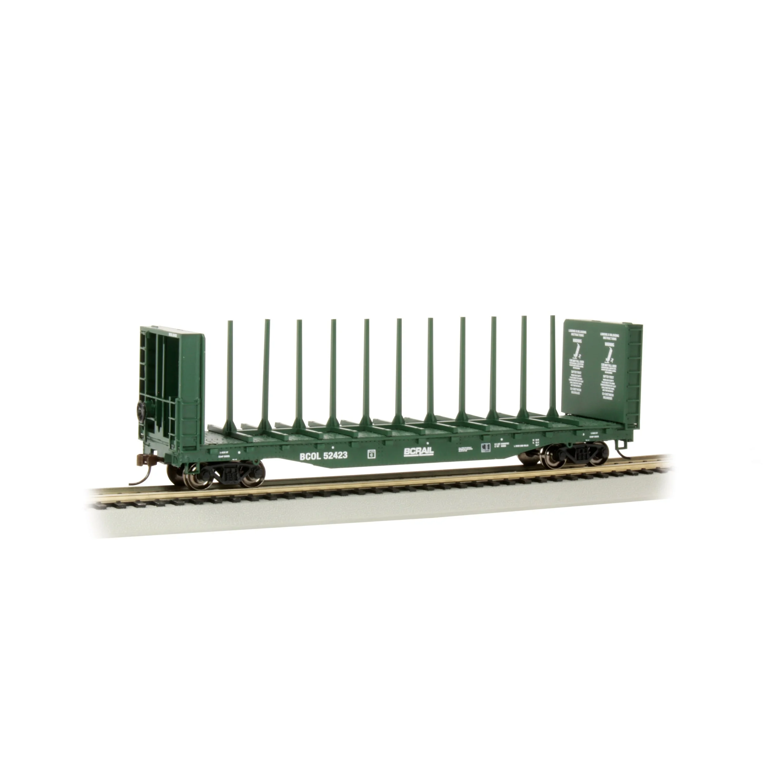 Bachmann HO Scale 52' Center-Beam Flatcar w/Bulkheads BC Rail - BAC12901