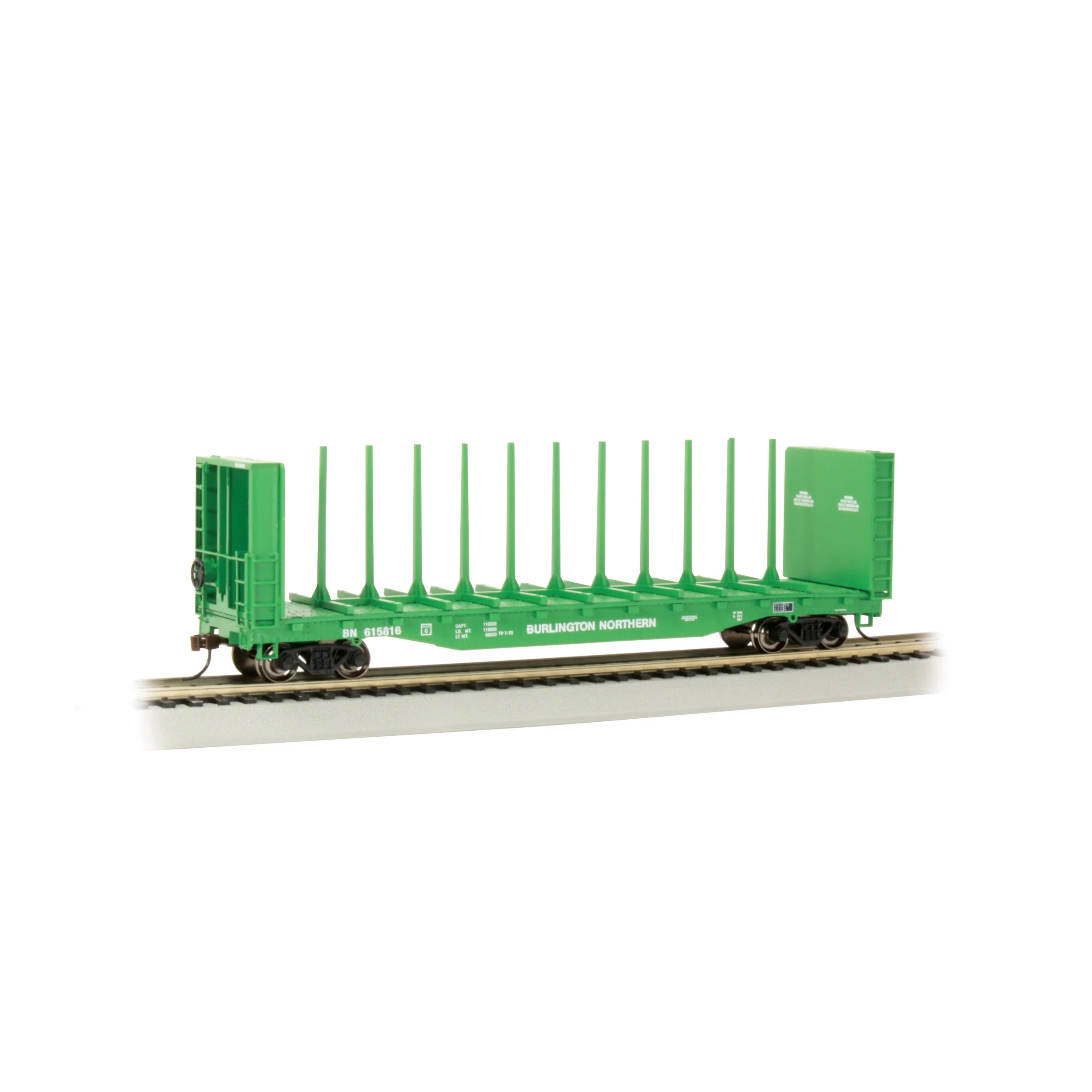 Bachmann HO Scale 52' Center-Beam Flatcar w/Bulkheads BN - BAC12903