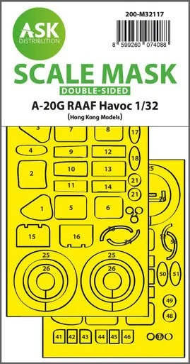 1/32 Artscale A-20G RAAF Havoc double-sided express fit mask for HK Models