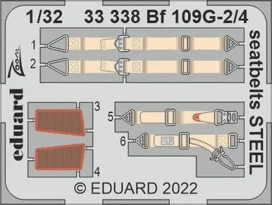 1/32 Eduard Bf 109G-2/4 seatbelts Steel for Revell