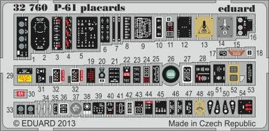 1/32 Eduard P-61 Placards for Hobby Boss (Pre-Painted)