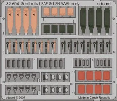 1/32 Eduard Seatbelts USAF & USN WWII Early (Pre-Painted)