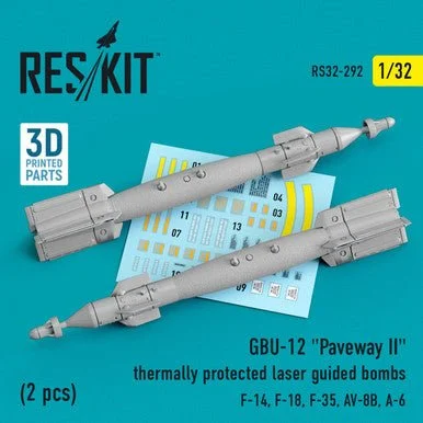 1/32 GBU-12 "Paveway II" thermally protected laser guided bombs (2 pcs) (3D Printed)