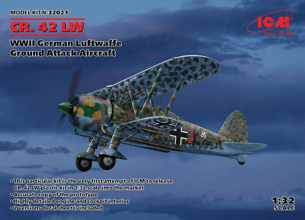 1/32 ICM CR. 42 LW - WWII German Luftwaffe Ground Attack Aircraft 32021