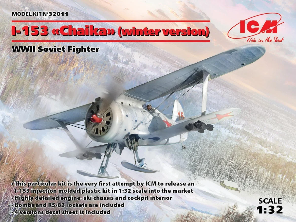 1/32 ICM I-153 (Winter Version) WWII Soviet Fighter 32011