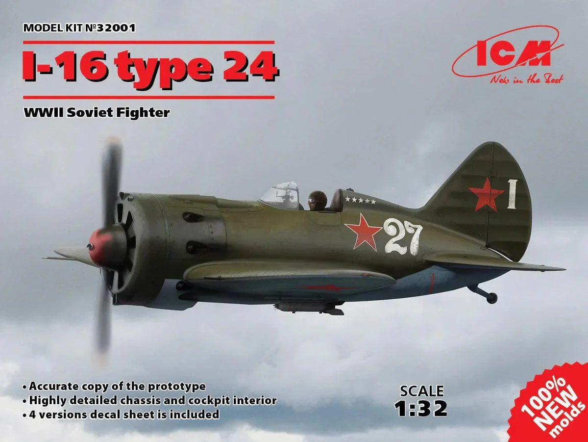 1/32 ICM I-16 Type 24 WWII Soviet Fighter 32001