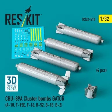 1/32 Reskit CBU-89A cluster bombs GATOR (4 pcs) (A-10, F-15E, F-16, B-52, B-1B, B-2) (3D