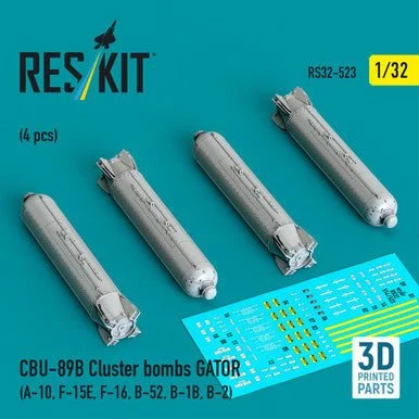 1/32 Reskit CBU-89B cluster bombs GATOR (4 pcs) (A-10, F-15E, F-16, B-52, B-1B, B-2) (3D