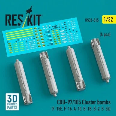 1/32 Reskit CBU-97/105 cluster bombs (4 pcs) (F-15E, F-16, A-10, B-1B, B-2, B-52) (3D Printed)