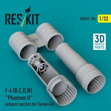 1/32 Reskit F-4 (B, C, D, N) Phantom II exhaust nozzles for Tamiya kit (3d Printed)