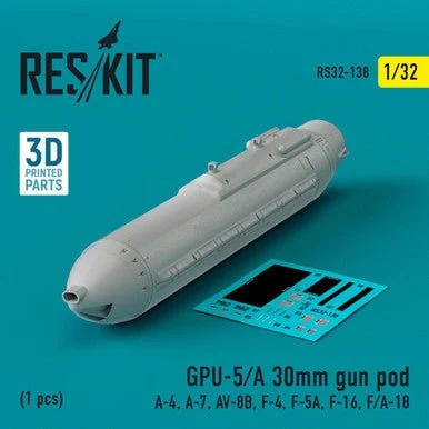 1/32 Reskit GPU-5/A 30mm gun pod (1 pcs) (A-4, A-7, AV-8B, F-4, F-5A, F-16, F/A-18) (3D Printed)