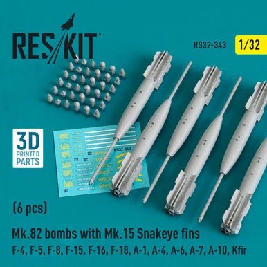 1/32 Reskit Mk.82 bomb with Mk.15 Snakeye fins (6pcs)