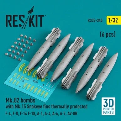 1/32 Reskit Mk.82 bomb with Mk.15 Snakeye Fins thermally protected (6pcs)