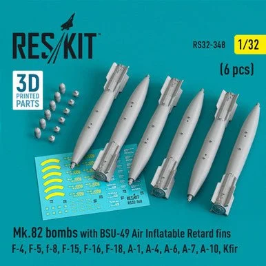 1/32 Reskit Mk.82 bombs with BSU-49 Air Inflatable Retard fins (6pcs)