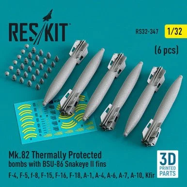1/32 Reskit Mk.82 Thermally Protected bombs with BSU-86 Snakeye II fins (6pcs)