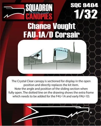1/32 Squadron Crystal Clear Canopy - Chance Vought F4U-1A/D Corsair (Revell)