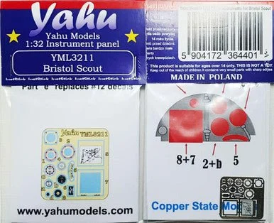 1/32 YAHU Models Bristol Scout Instrument Panel for Copper State