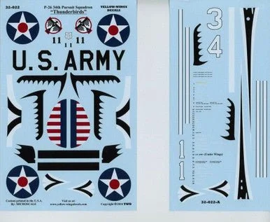 1/32 Yellow Wings Decals Boeing P-26 Fighter Peashooter 34th Pursuit Squadron
