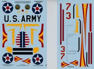 1/32 Yellow Wings Decals Boeing P-26 Peashooter 73rd Pursuit Squadron