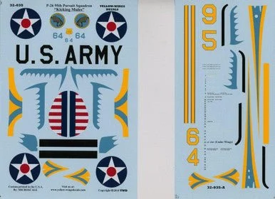 1/32 Yellow Wings Decals Boeing P-26 Peashooter 95th Pursuit Squadron