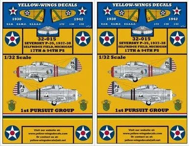 1/32 Yellow Wings Decals Seversky P-35 Fighter