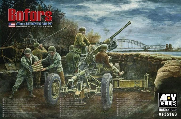 1/35 AFV 40mm Automatic Gun M1 (Bofors 40mm AA) AF35163 - AFV Club Models