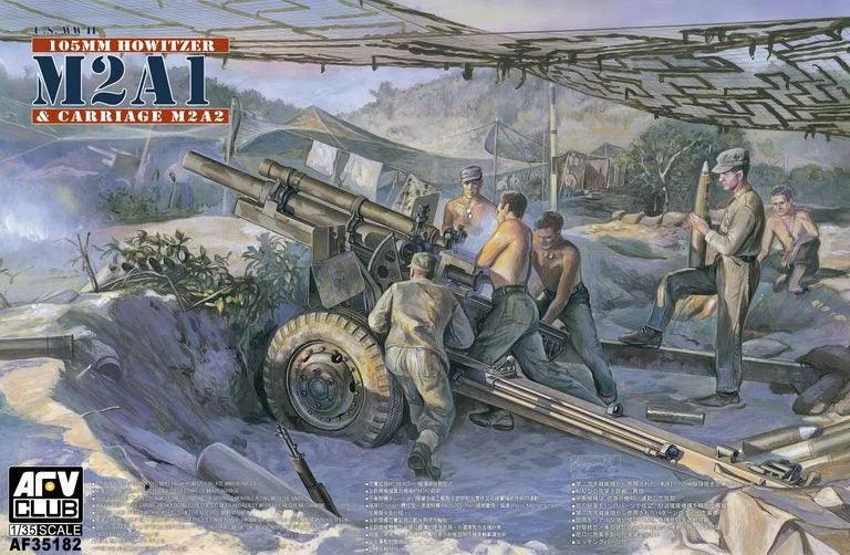 1/35 AFV U.S. WWII LATE VERSION 105mm HOWITZER M2A1 & CARRIAGE M2A2 AF35182 - AFV Club Models