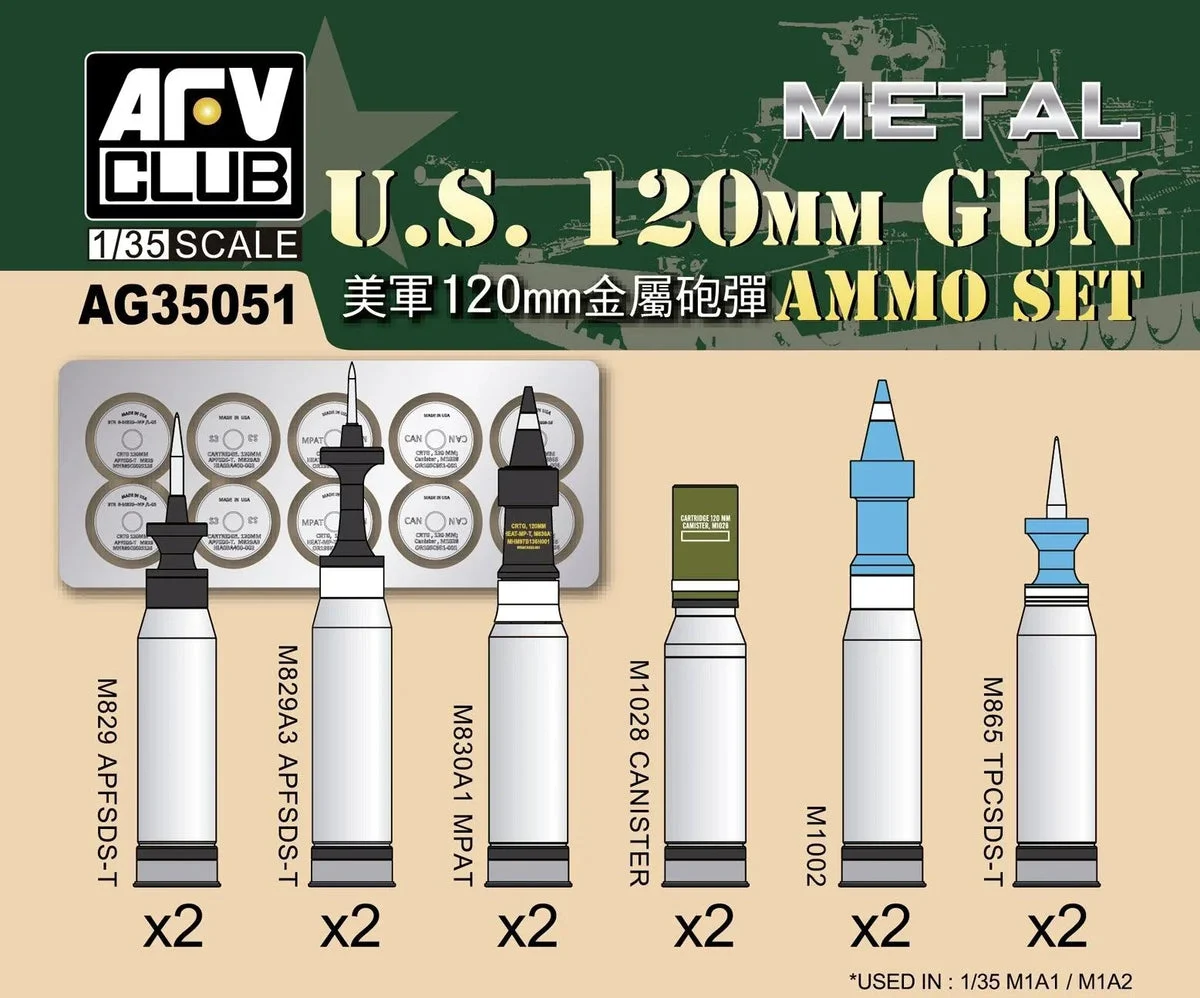 1/35 AFV US 120mm Gun Ammo Set AG35051 - AFV Club Models