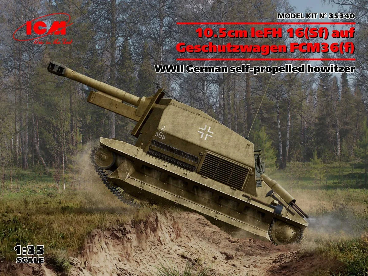 1/35 ICM 10.5cm leFH 16(Sf) auf Geschutzwagen FCM36 (F) 35340