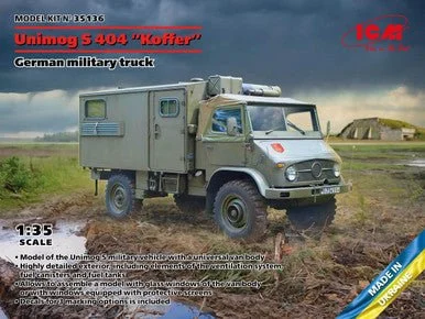1/35 ICM German Unimog S404 Military Truck w/Box Body - ICM Models