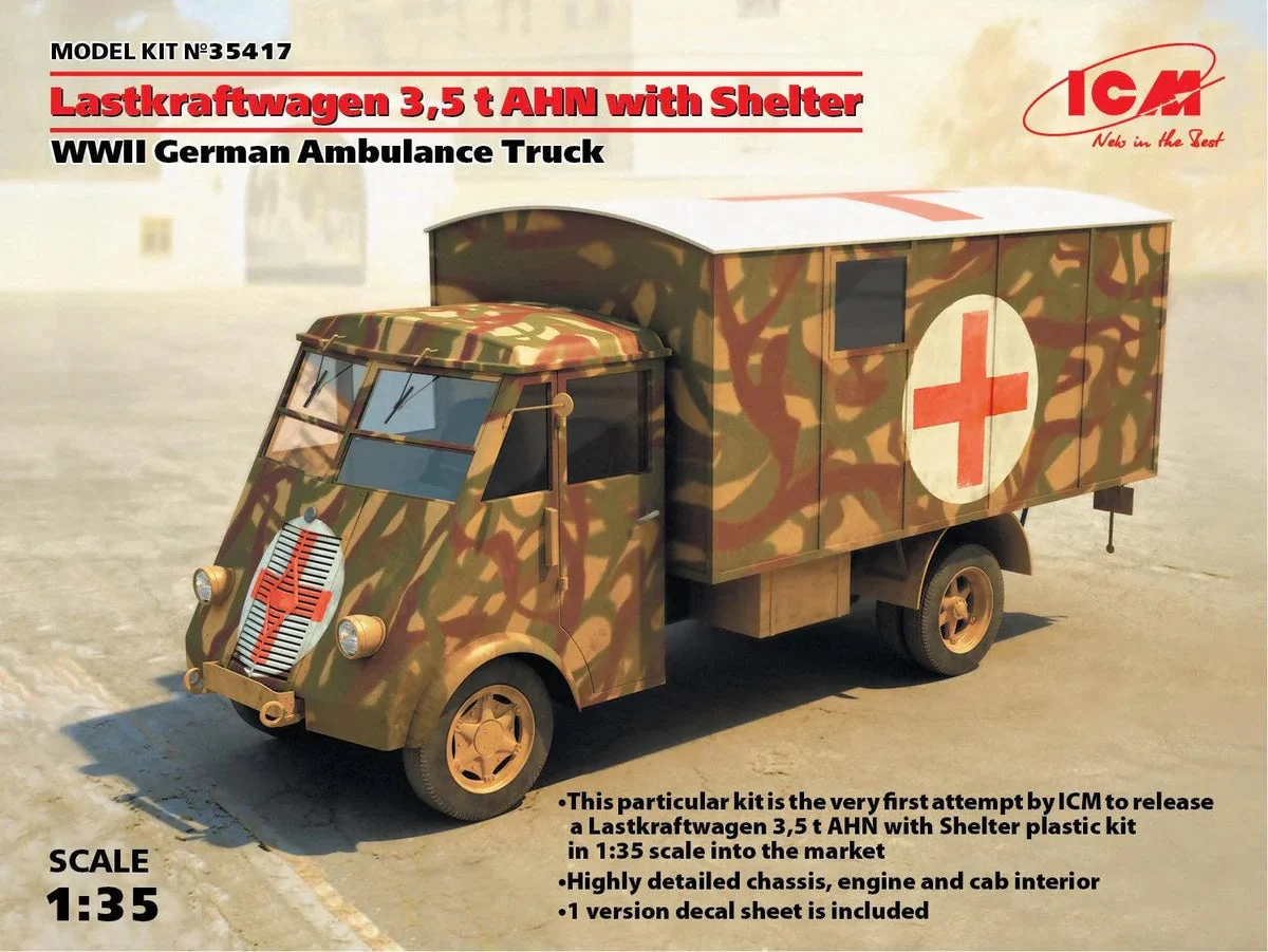 1/35 ICM Lastkraftwagen 3,5 T AHN - WWII German Ambulance Truck 35417