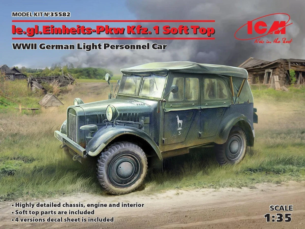 1/35 ICM le.gl.Einheits-Pkw Kfz.1 Soft Top Personnel Car 35582