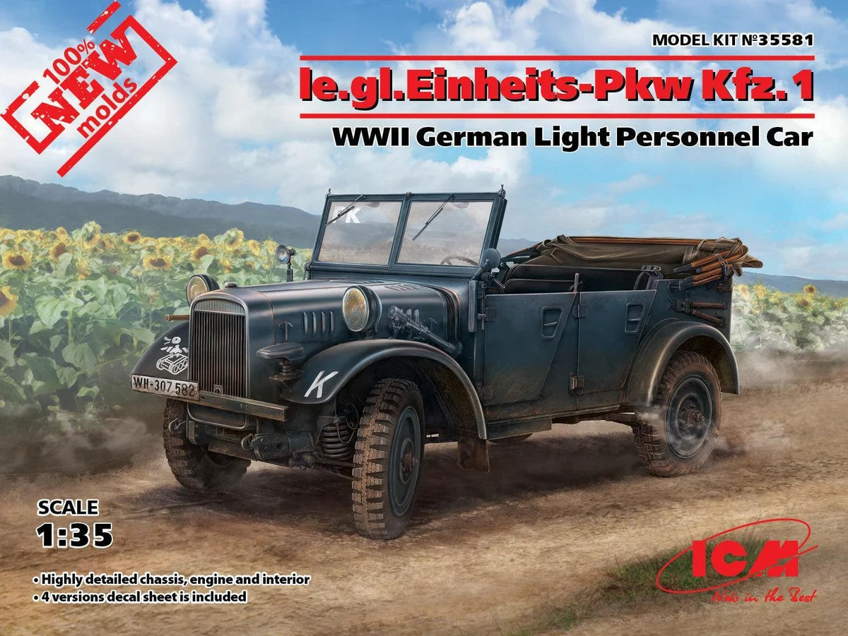 1/35 ICM le.gl.Pkw Kfz.1 WWII German Light Personnel Car 35581