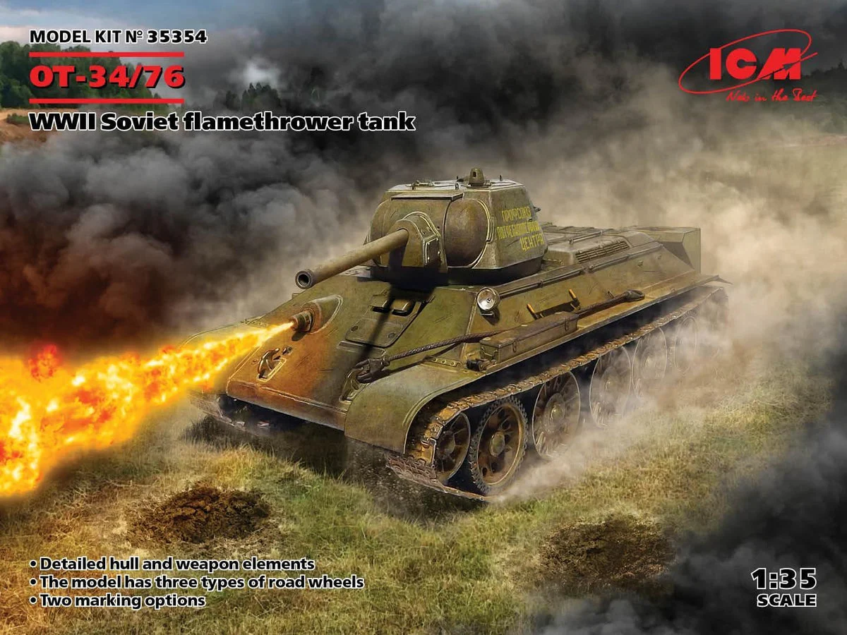 1/35 ICM ОT-34/76 WWII Soviet Flamethrower Tank 35354