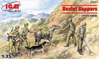 1/35 ICM Soviet Sappers (1979-1988) (4 figures - 3 soldiers, 1 sapper, donkey figure, dog figure)
