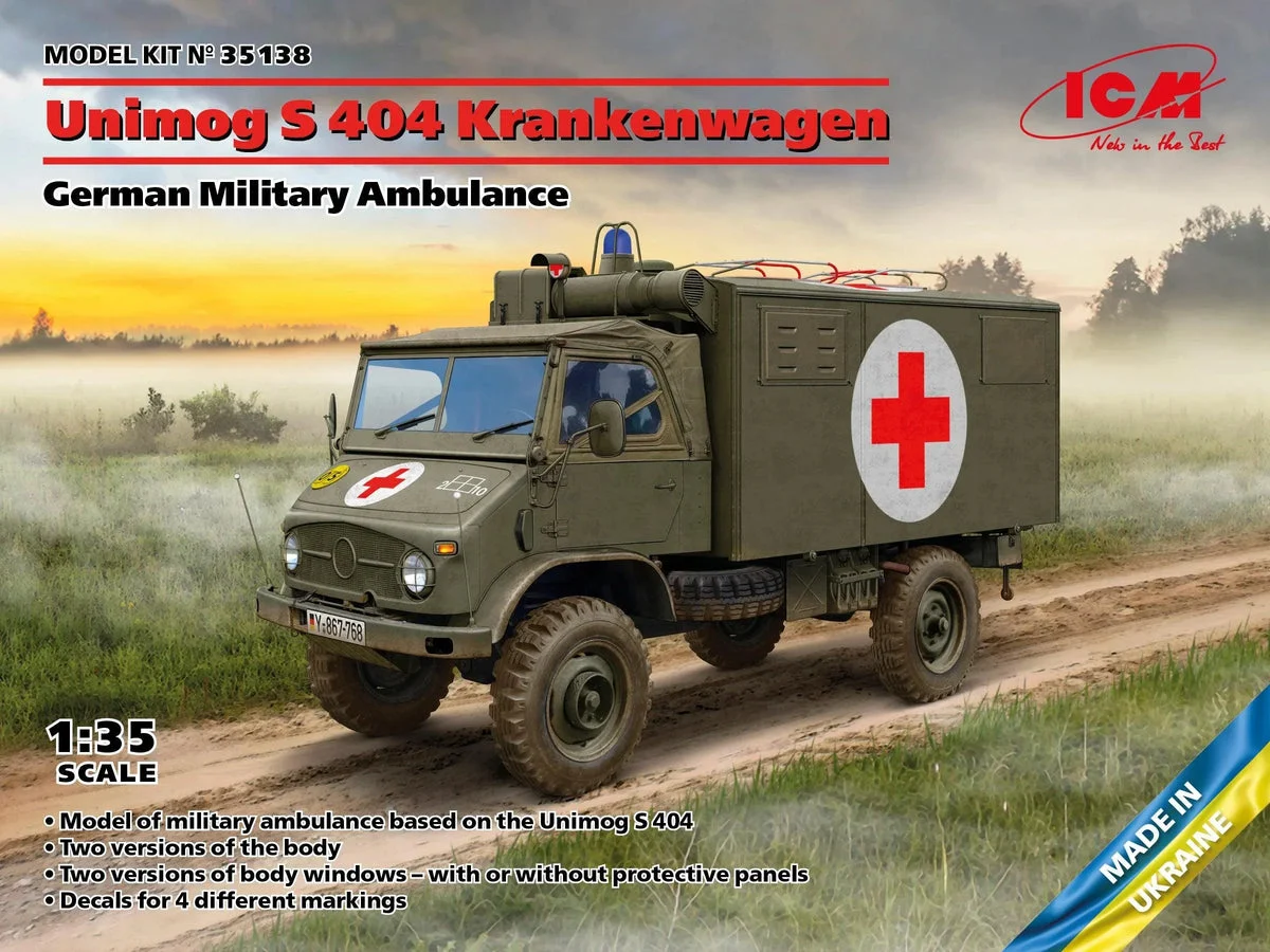 1/35 ICM Unimog S404 Krankenwagen - German Military Ambulance 35138