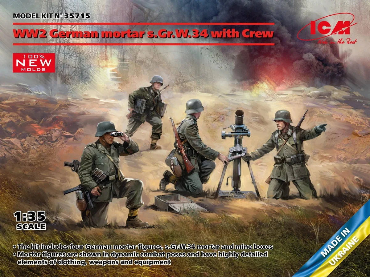 1/35 ICM WWII German Mortar GrW 34 with Crew 35715
