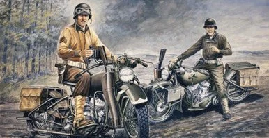 1/35 Italeri WWII US Soldiers on Motorcycles (2) D-Day